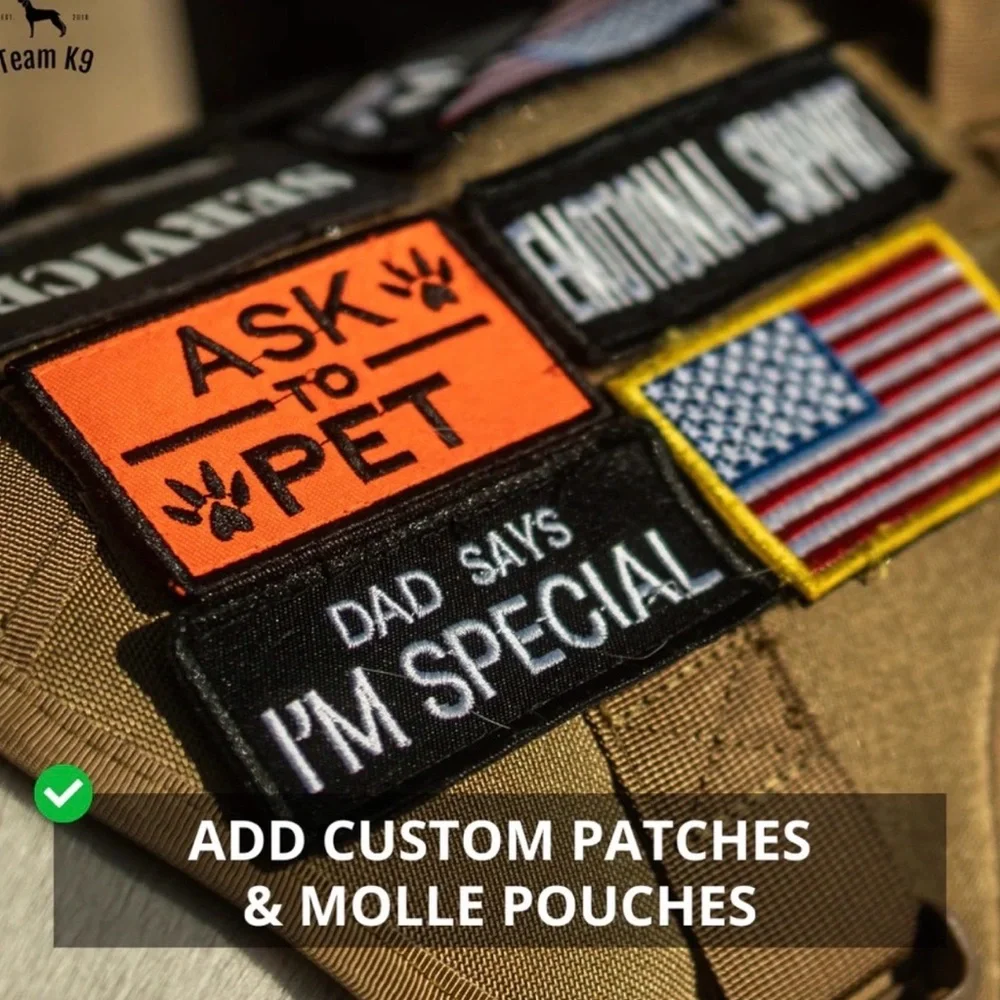 Tactical Dog Harness K9 Military Style No-Pull Working Dog Vest Medium Black NEW